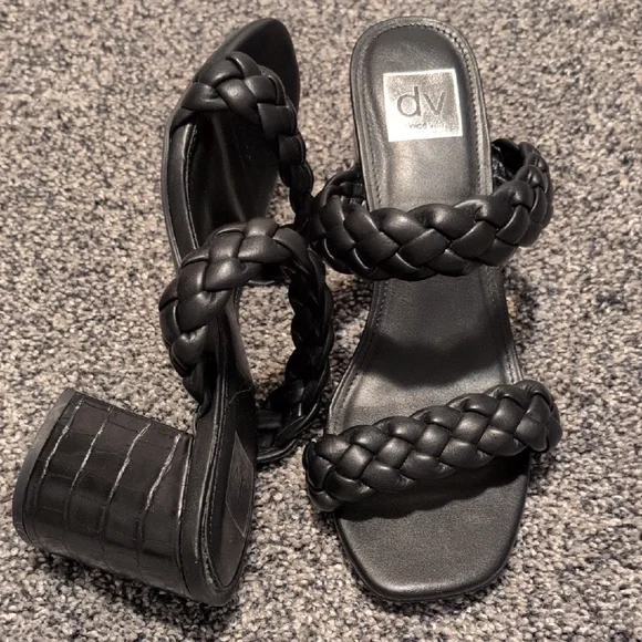 Dolce Vita Black Braided 3" Chunky Heels - Picture 3 of 4